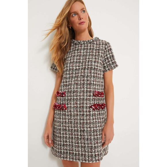 NWT Tuckernuck Winterberry Sequin Tweed Jackie Mini Dress Black Red Holiday XXL - Picture 1 of 9